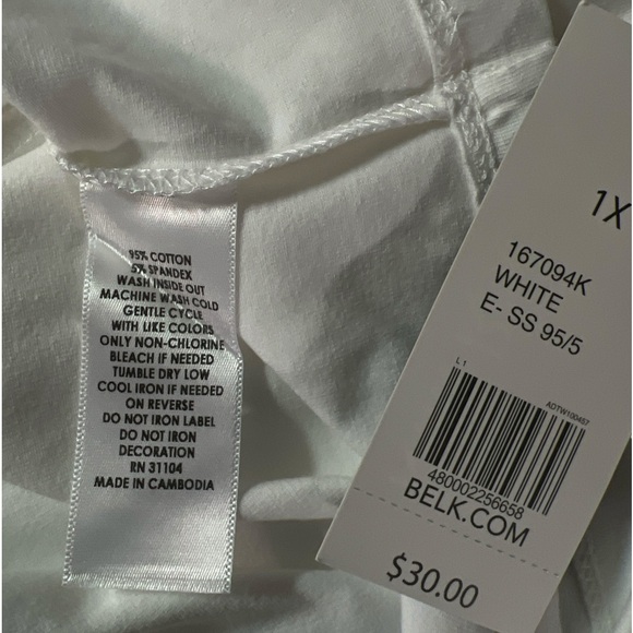 Kim Rogers NWT white lighthouse screen print top with sequin accents. Size 1X - Picture 5 of 5